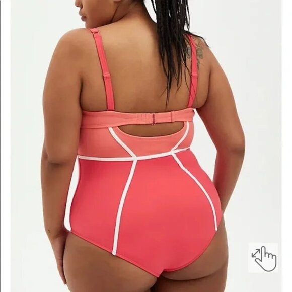 Torrid Colorblock One Piece Swimsuit Size 2X DD/F Underwire Beach Vacation - Picture 2 of 14